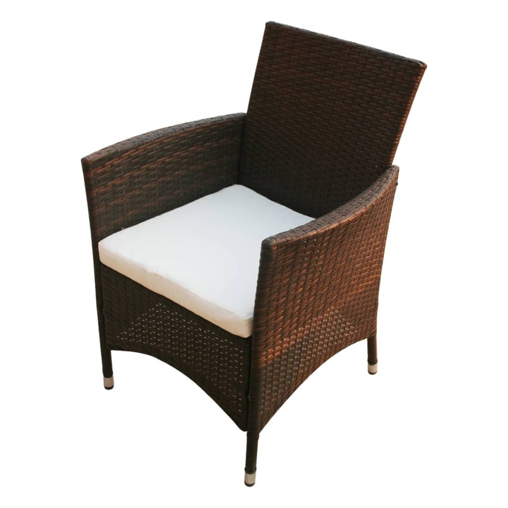 Garden Chairs 2 pcs Poly Rattan Brown