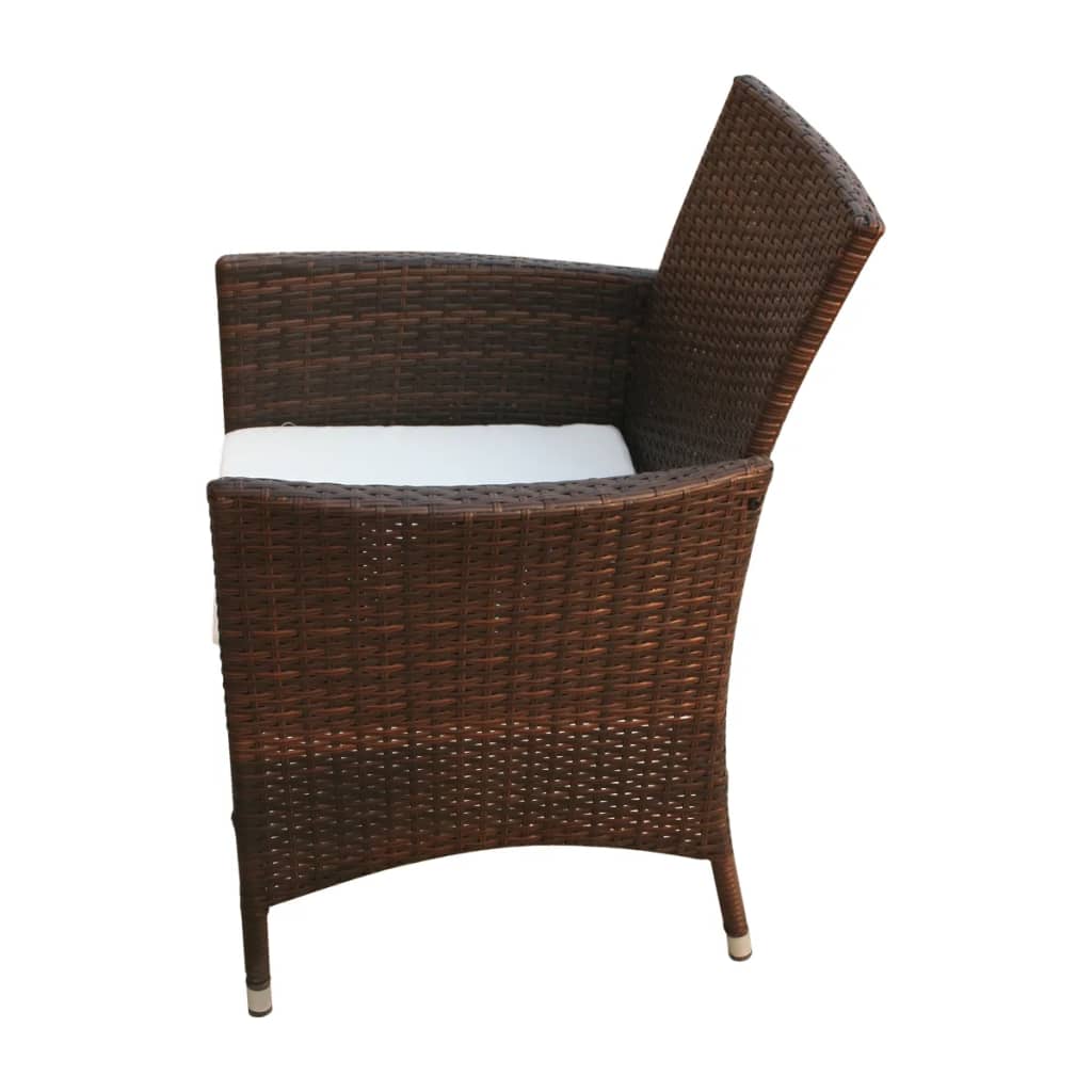 Garden Chairs 2 pcs Poly Rattan Brown