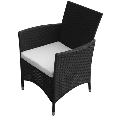 Garden Chairs 2 pcs Poly Rattan Black