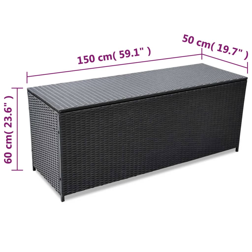 Garden Storage Box Black Poly Rattan