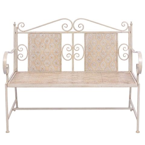 Garden Bench 115 cm Steel White