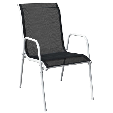 Stackable Garden Chairs 6 pcs Steel and Textilene -Black