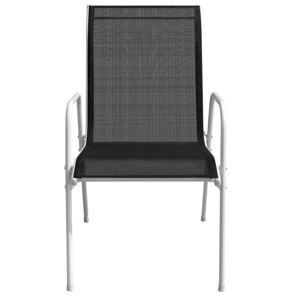 Stackable Garden Chairs 6 pcs Steel and Textilene -Black