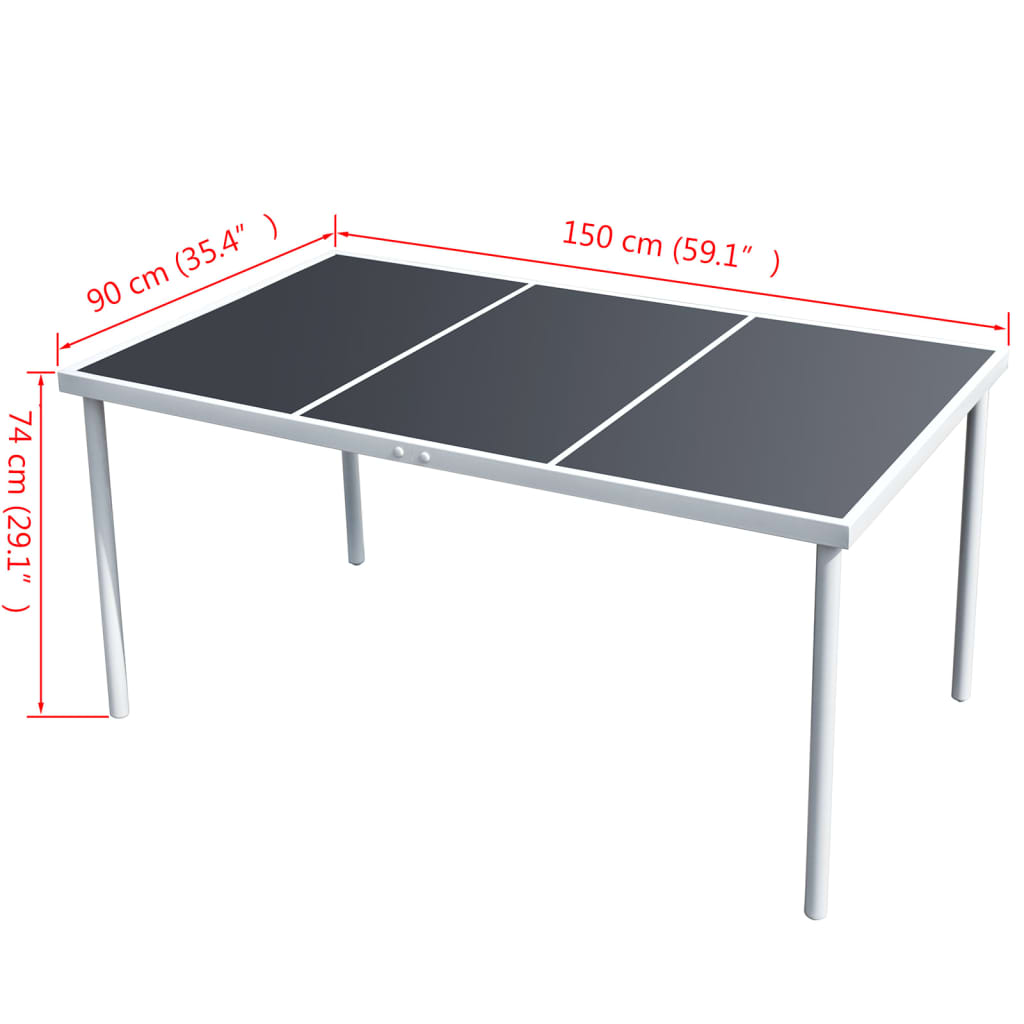 Garden Table Black Steel