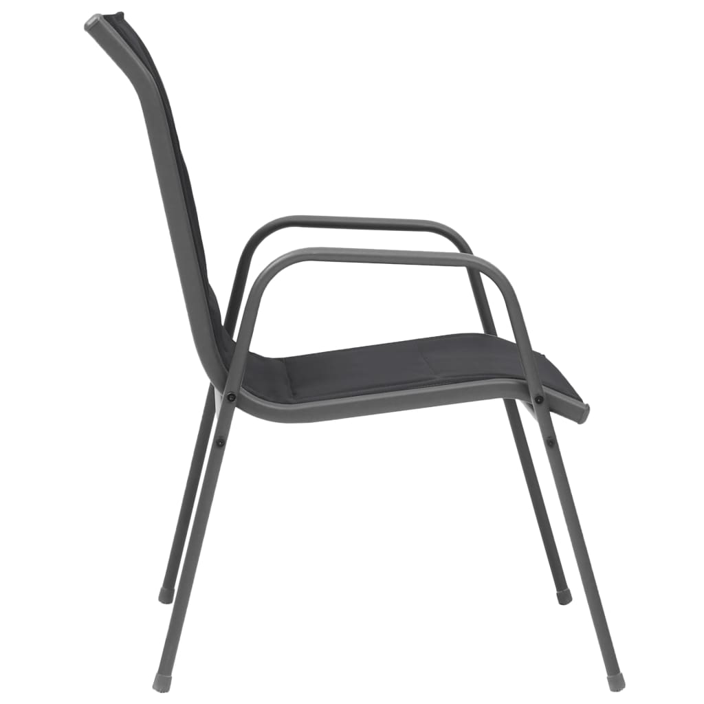 Stackable Garden Chairs 6 pcs Steel and Textilene Black