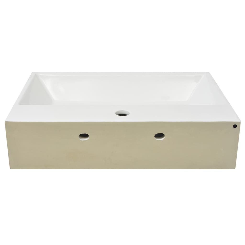 Basin with Faucet Hole Ceramic White M