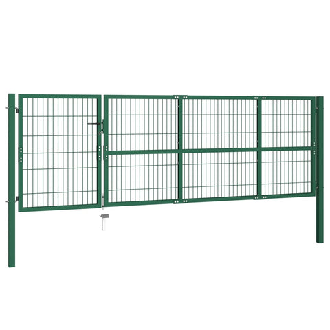 Garden Fence Gate with Posts Steel Green S