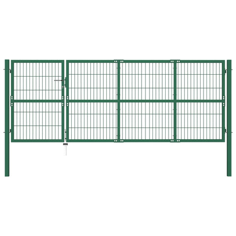 Garden Fence Gate with Posts Steel Green M