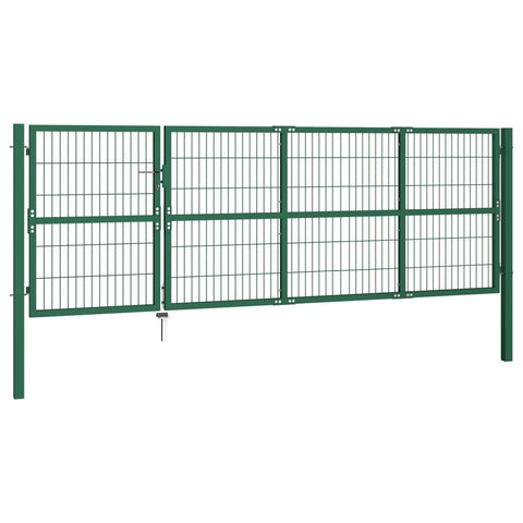 Garden Fence Gate with Posts Steel Green M