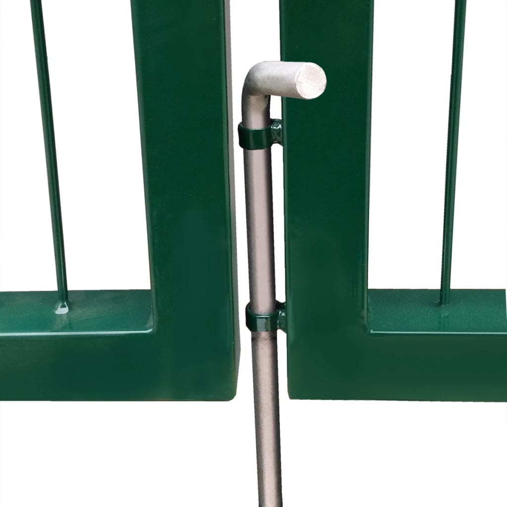 Garden Fence Gate with Posts Steel Green M