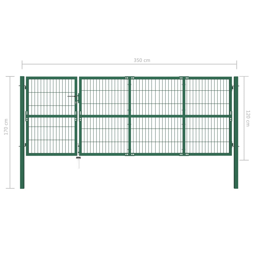 Garden Fence Gate with Posts Steel Green M