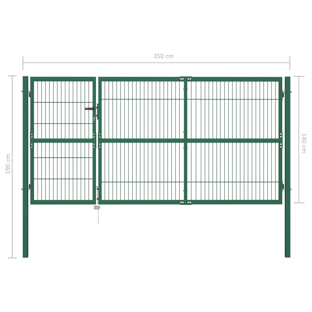 Garden Fence Gate with Posts Steel Green L