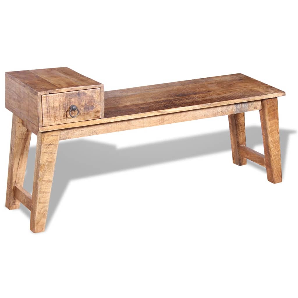 Bench with Drawer Solid Mango Wood