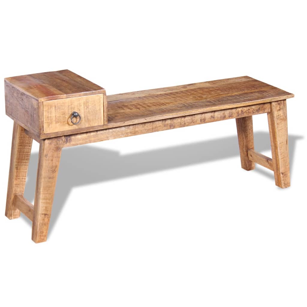 Bench with Drawer Solid Mango Wood