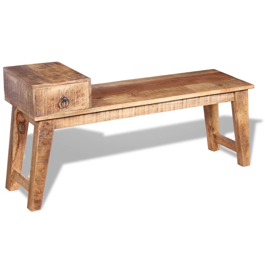 Bench with Drawer Solid Mango Wood