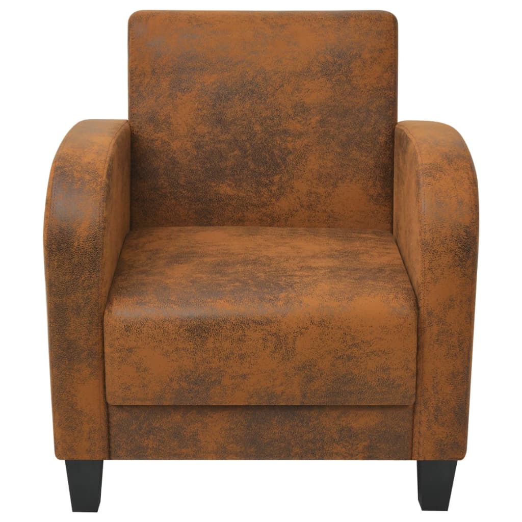 Armchair Brown Suede Leather