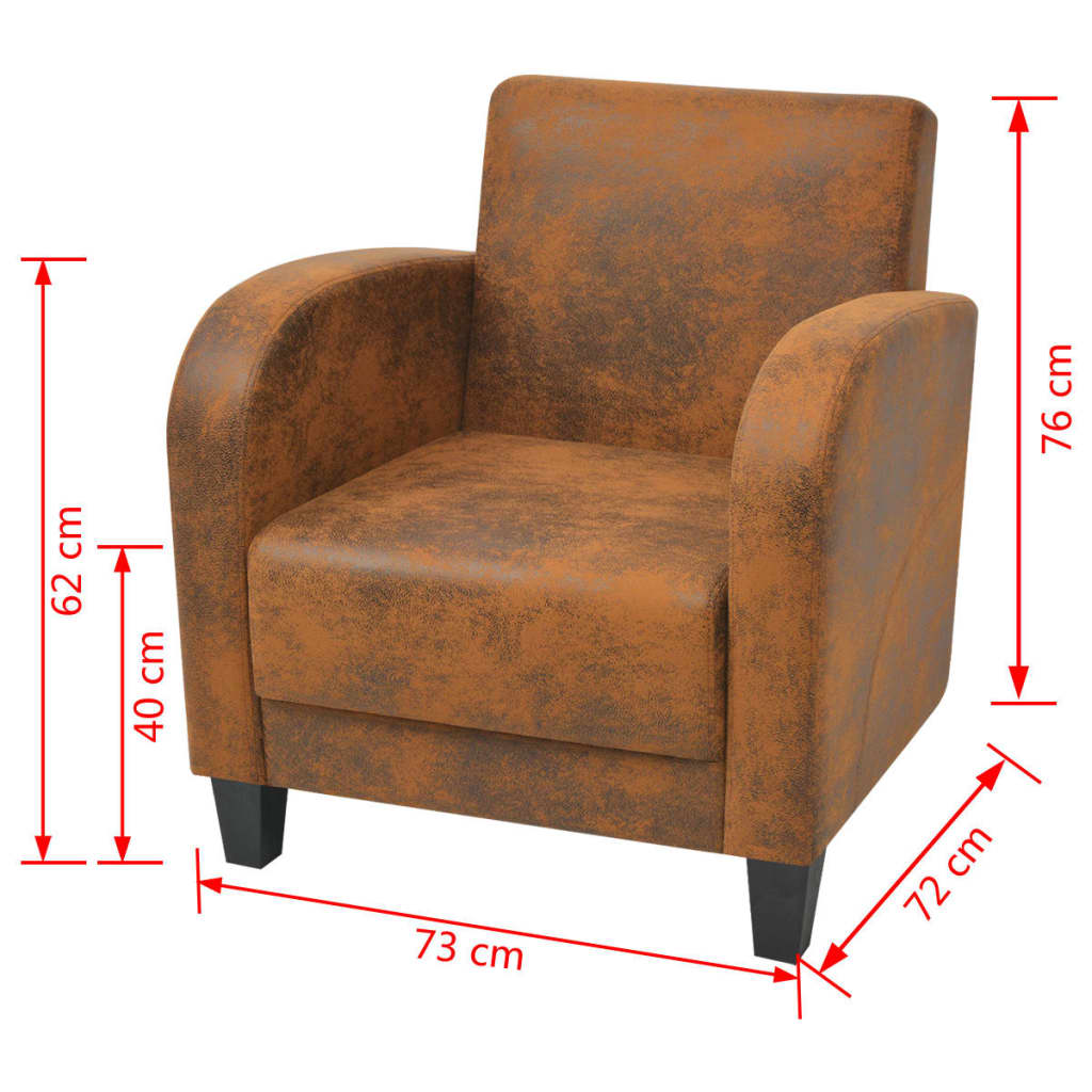 Armchair Brown Suede Leather