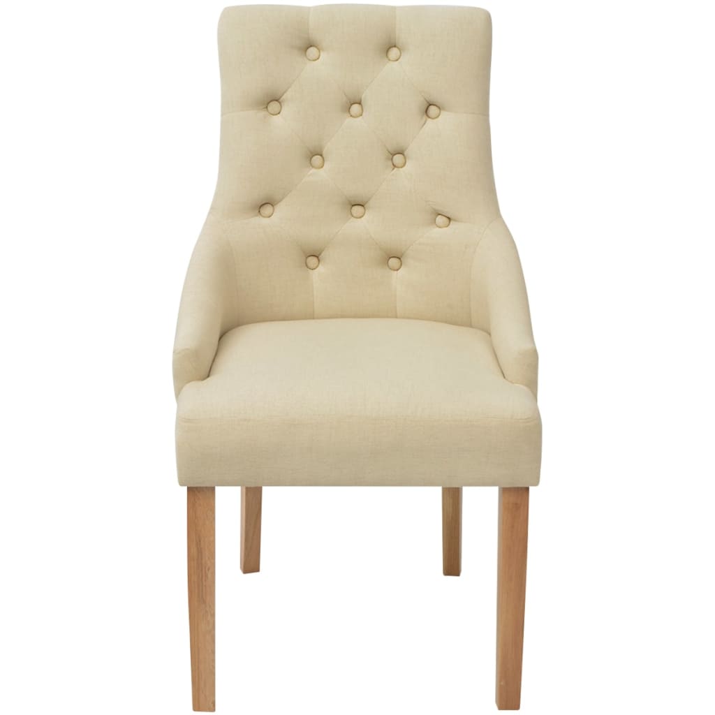 Dining Chairs 2 pcs Cream Fabric