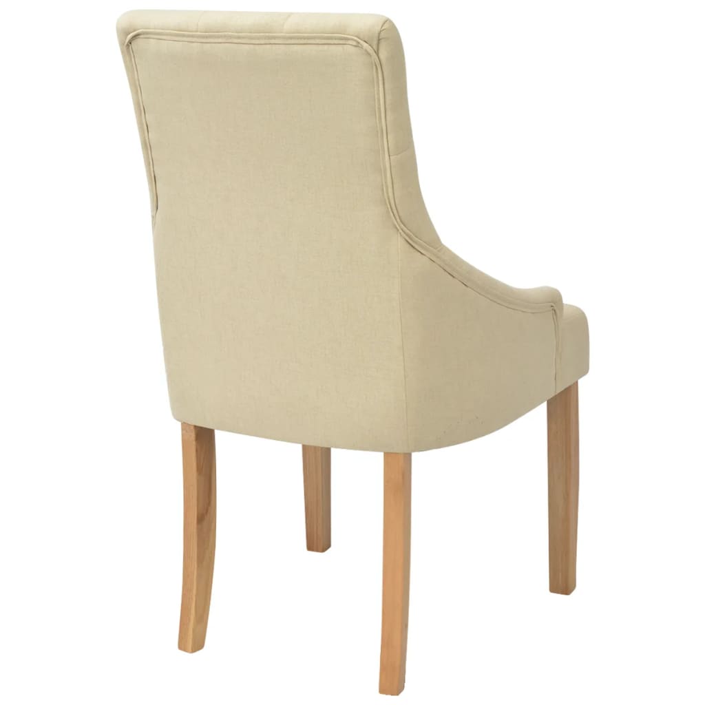 Dining Chairs 2 pcs Cream Fabric