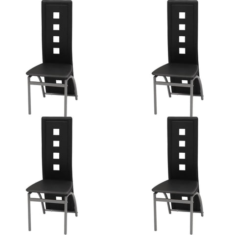 Dining Chairs 4 pcs Black Leather