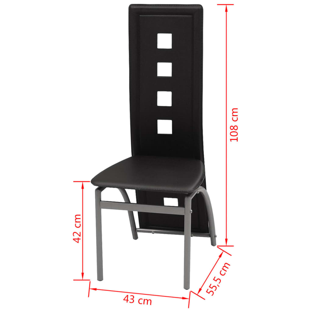 Dining Chairs 4 pcs Black Leather