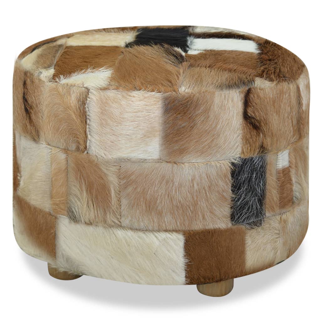 Pouffe Genuine Leather Round