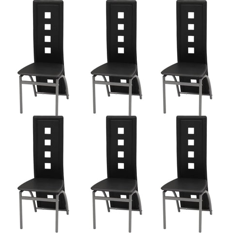 6 pcs Dining Chairs faux Leather ,Black