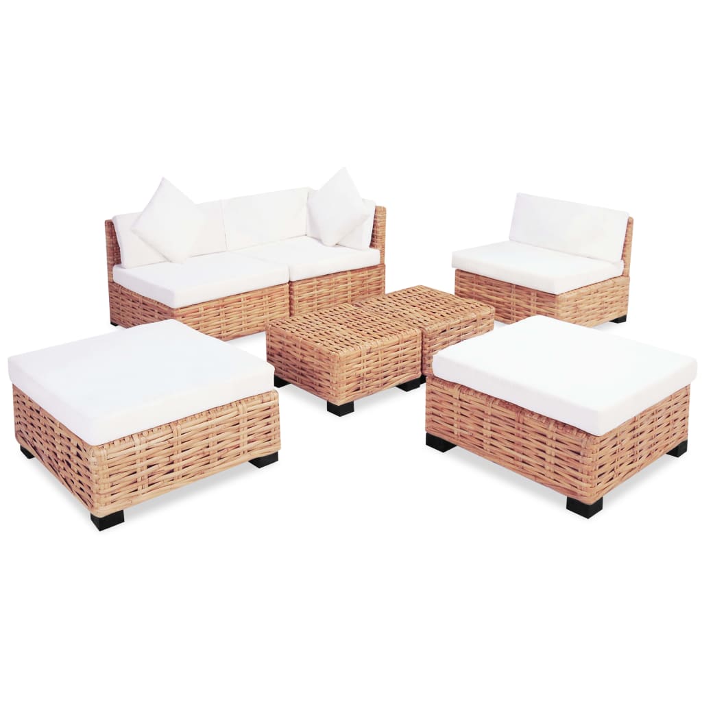 Sofa Set 18 Pieces Natural Rattan