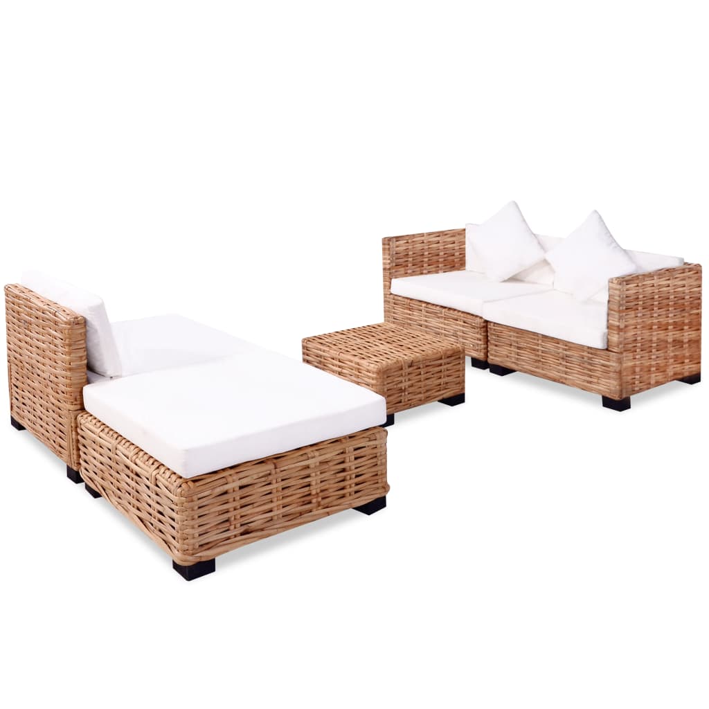 Sofa Set 14 Pieces Natural Rattan