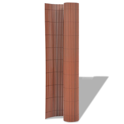 Double-Sided Garden Fence PVC Brown