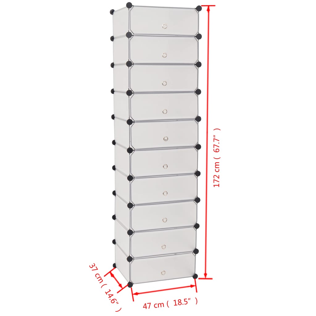 Interlocking Shoe Organiser with 10 Compartments White