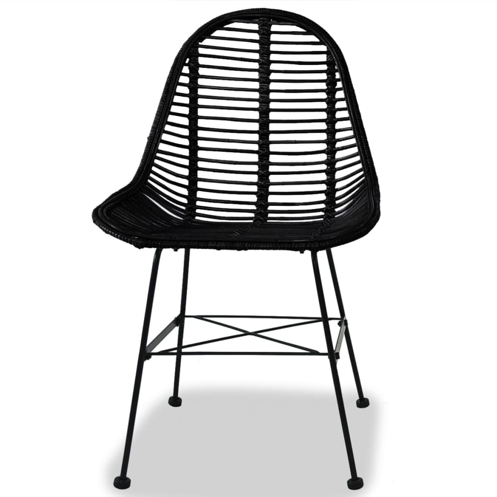 Dining Chairs 4 pcs Black Natural Rattan