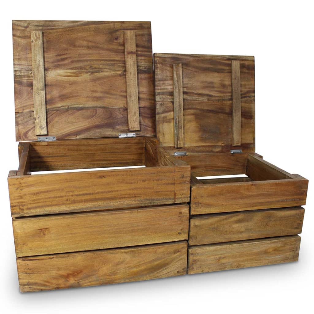 Storage Crate Set 2 Pieces Solid Reclaimed Wood