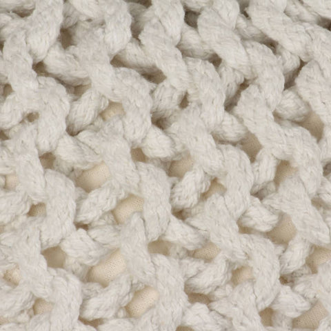 Hand-Knitted Pouffe Cotton White