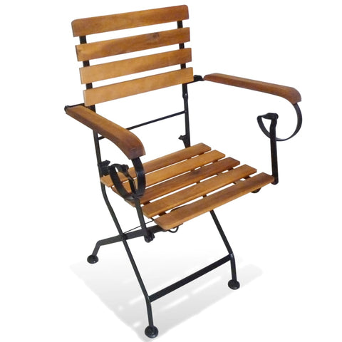 Folding Garden Chairs 2 pcs Steel and Solid Acacia Wood