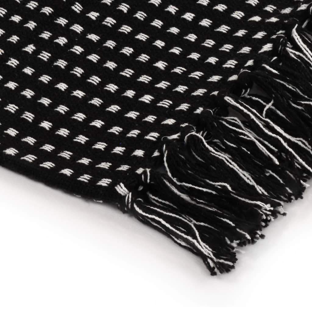 Throw Cotton Soft Squares Black