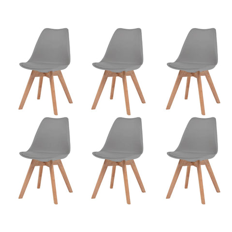 Dining Chairs 6 pcs Grey Leather