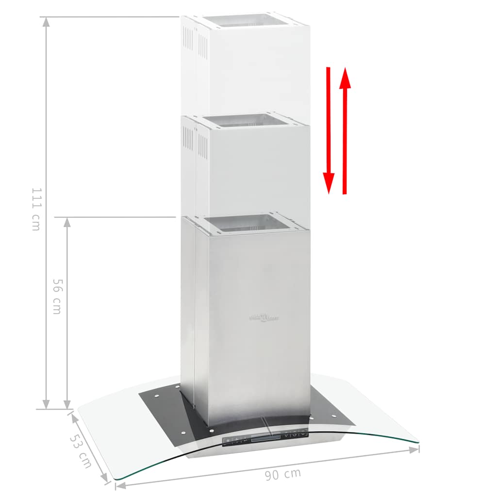 Island Range Hood 90 cm LCD Display Touch Sensor 756 mÃ‚Â³/h LED