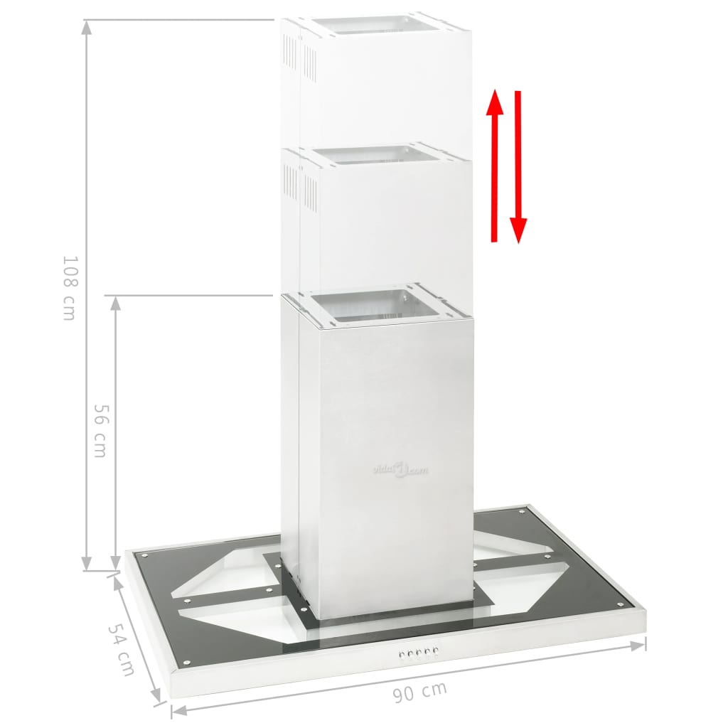 Island Range Hood 90 cm Stainless Steel 756 mÃ‚Â³/h LED