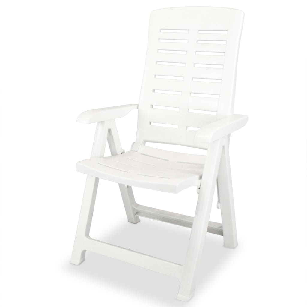 Reclining Garden Chairs 2 pcs Plastic White