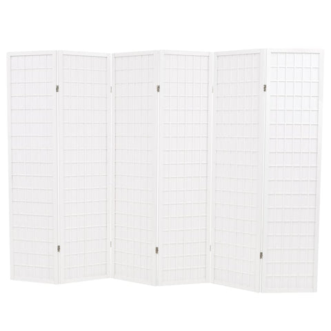 Folding 6-Panel Room Divider Japanese Style White