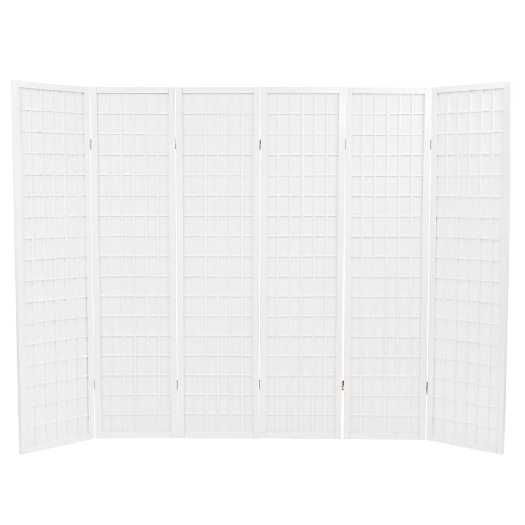 Folding 6-Panel Room Divider Japanese Style White