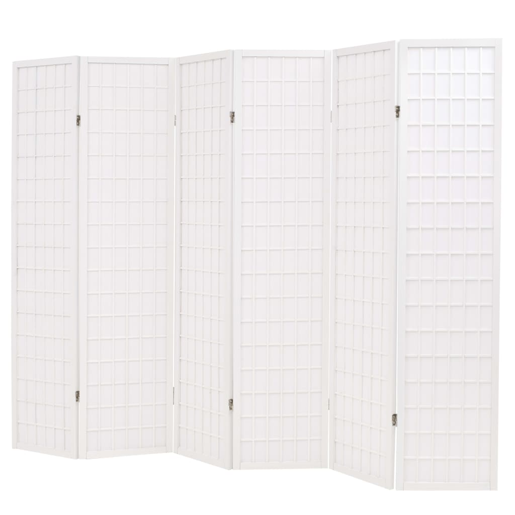 Folding 6-Panel Room Divider Japanese Style White