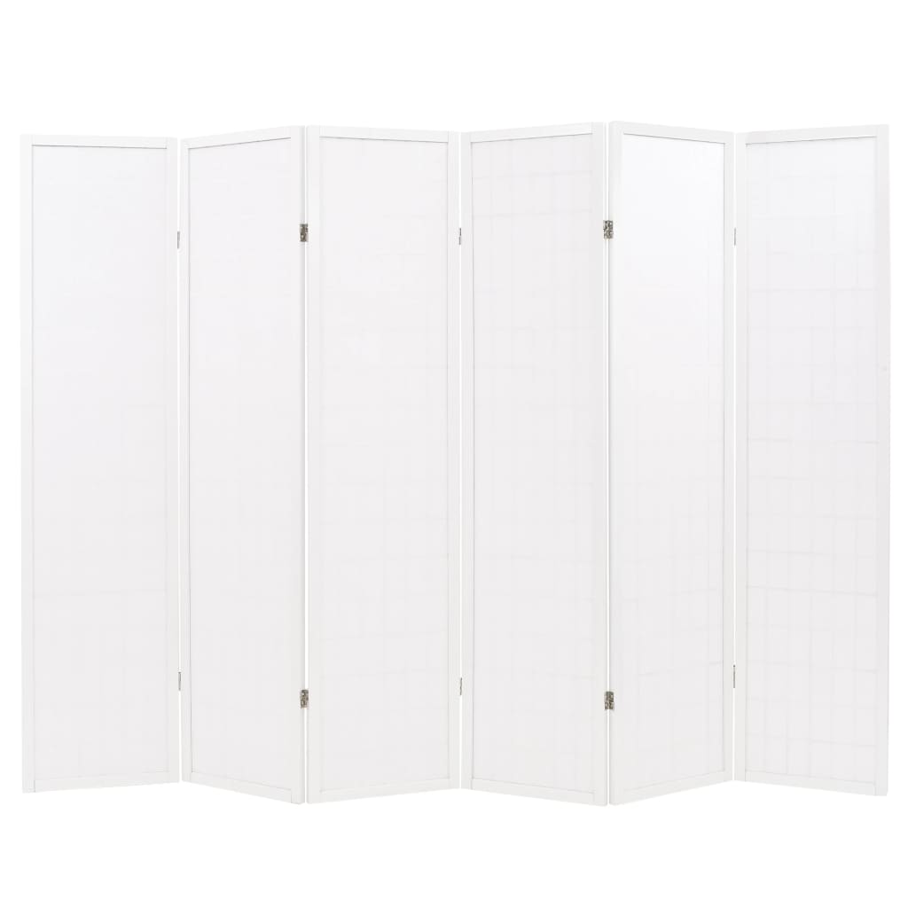 Folding 6-Panel Room Divider Japanese Style White