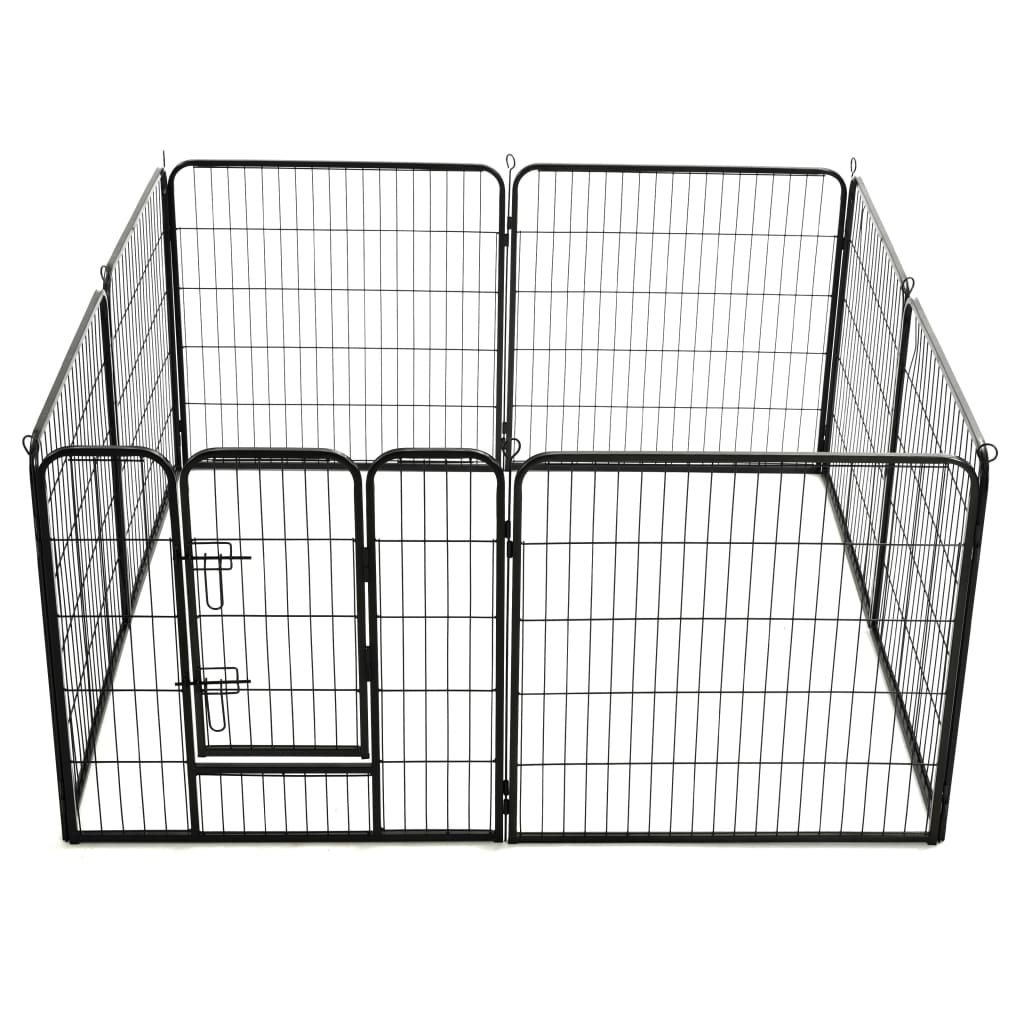 Dog Playpen 8 Panels Steel Black S