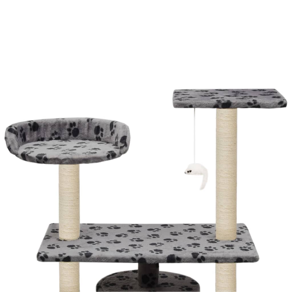 Cat Tree with Sisal Scratching Posts 95 cm Grey Paw Prints