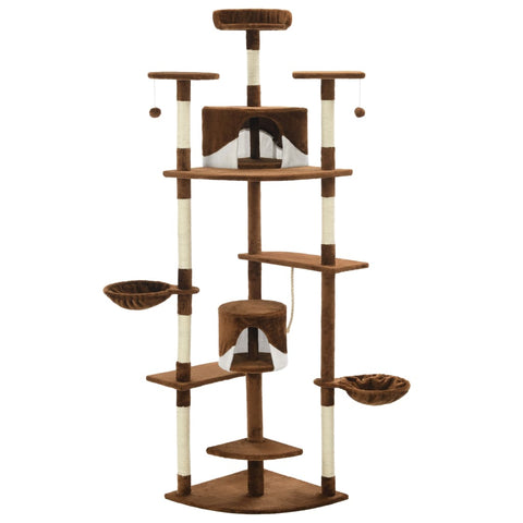 Cat Tree with Sisal Scratching Posts 203 cm Brown and White