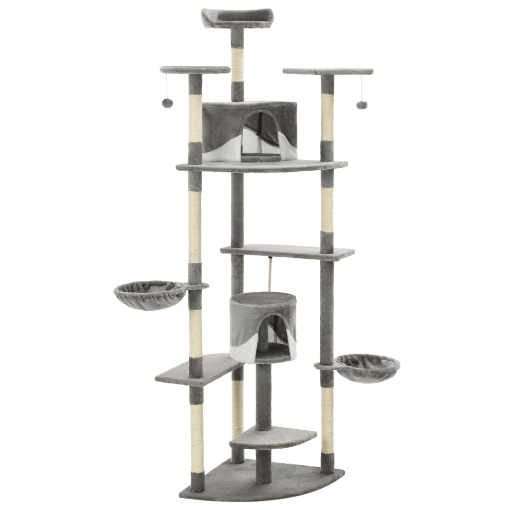 Cat Tree with Sisal Scratching Posts 203 cm Grey and White