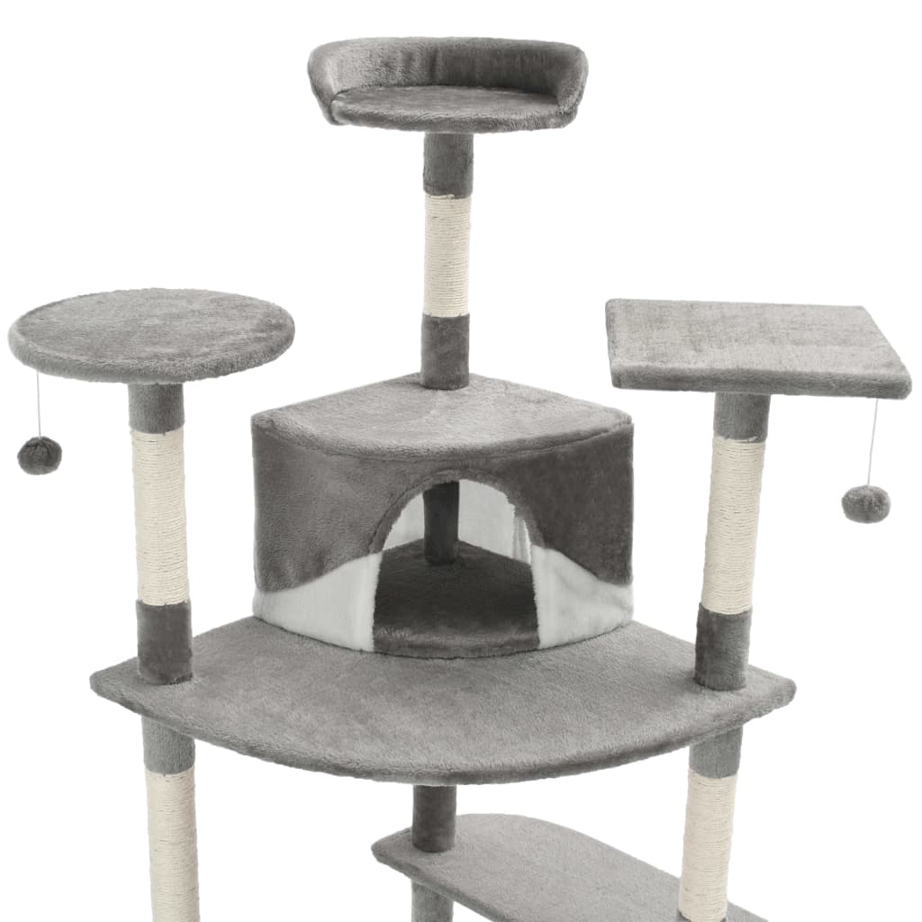 Cat Tree with Sisal Scratching Posts 203 cm Grey and White