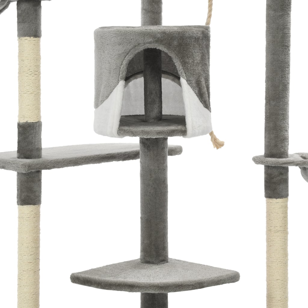 Cat Tree with Sisal Scratching Posts 203 cm Grey and White